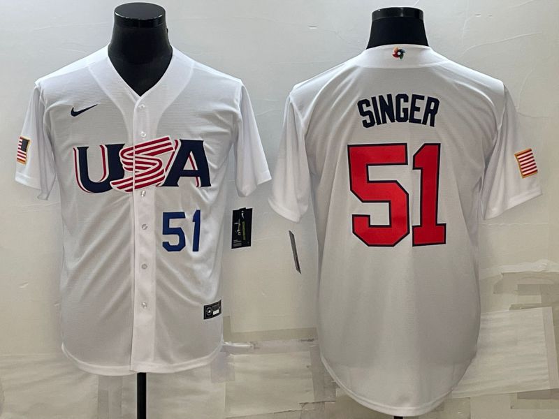 Men 2023 World Cub USA #51 Singer White Nike MLB Jersey